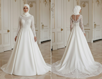 Petite muslimsk brudklänning elegant modest brudstil