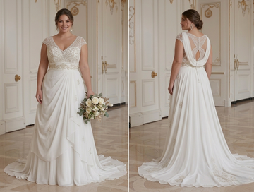 Plus Size Chiffon Wedding Dress Flattering Fit Bridal