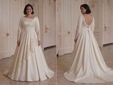 Plus Size Long Sleeve Wedding Dress Flattering Fit