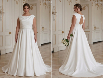 فستان زفاف عصري بسيط بمقاس كبير أنيق ومناسب