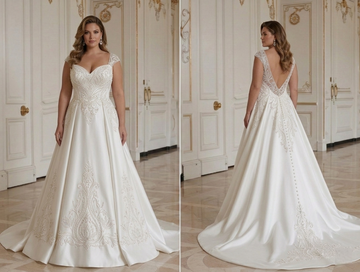 Plus Size Satin Wedding Dress Flattering Fit Bridal