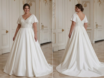 Robe de Mariée Grande Taille pour Mariée Pulpeuse Élégante