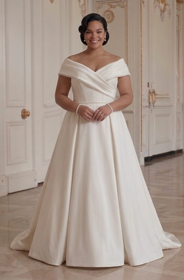 Plus Size Bruidsjurk Old Money Elegante Stijl