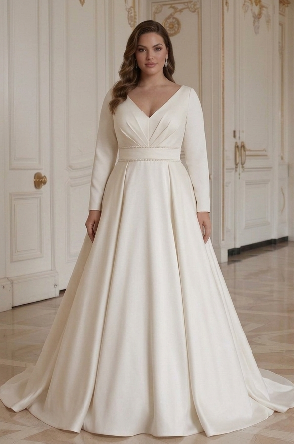 Bruidsjurk in grote maten Elegante bruidsjurk in grote maten