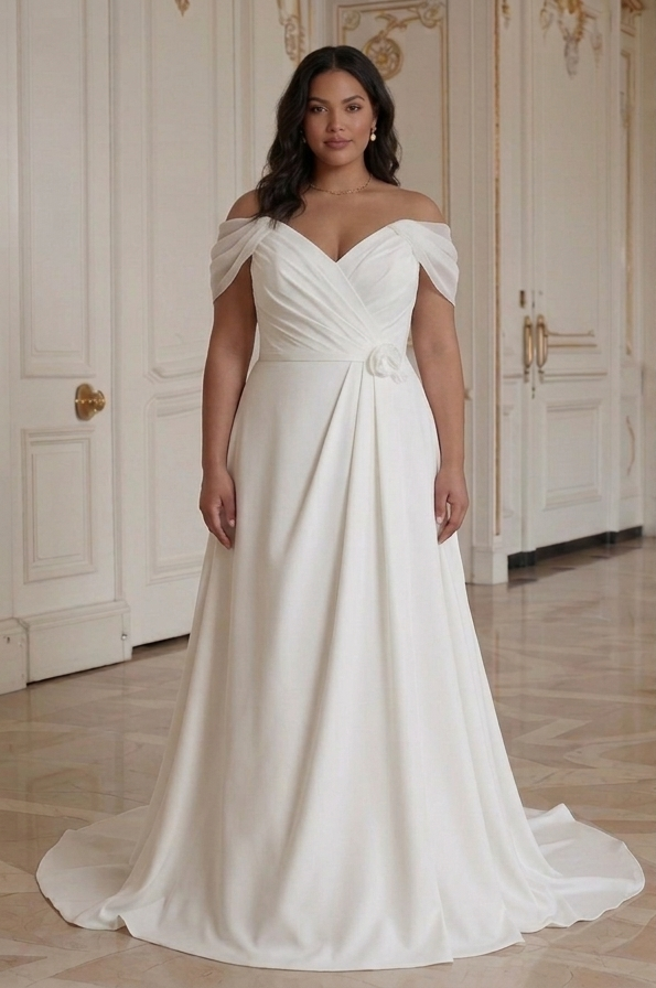 Bruidsjurk in grote maten eenvoudig elegant