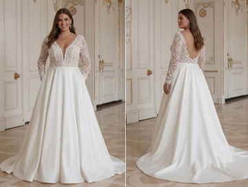 Rochie de mireasă mărime mare cu siluetă în formă de A