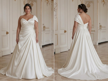 שמלת כלה במידה גדולה עם סאטן Draped