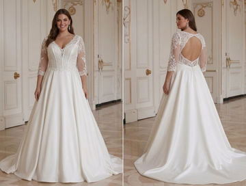 Brautkleid in Übergröße mit offenem Rücken