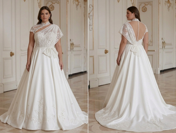 Plus Size Wedding Dress With Sequin Lace Bridal