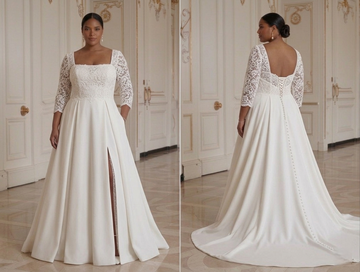 Brautkleid in Übergröße mit quadratischem Ausschnitt