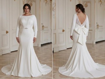 Gaun Pengantin Ukuran Plus dengan Kain Elastis