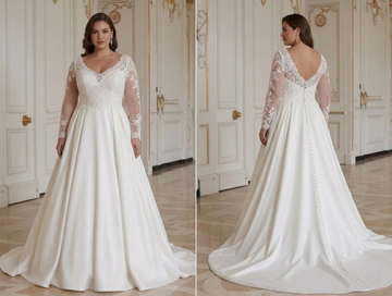 Plus Size Wedding Dress With Train Elegant Bridal