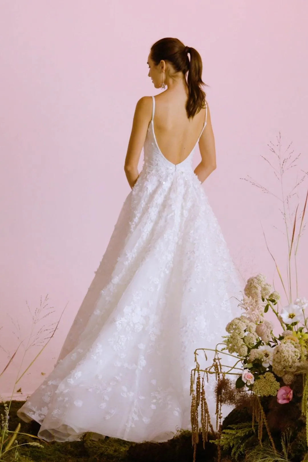 Pastrol Scoop Bridal Dress For Women 3D Flower Spaghetti Straps Backless Court Train Vestido De Casamento Custom Made 18W