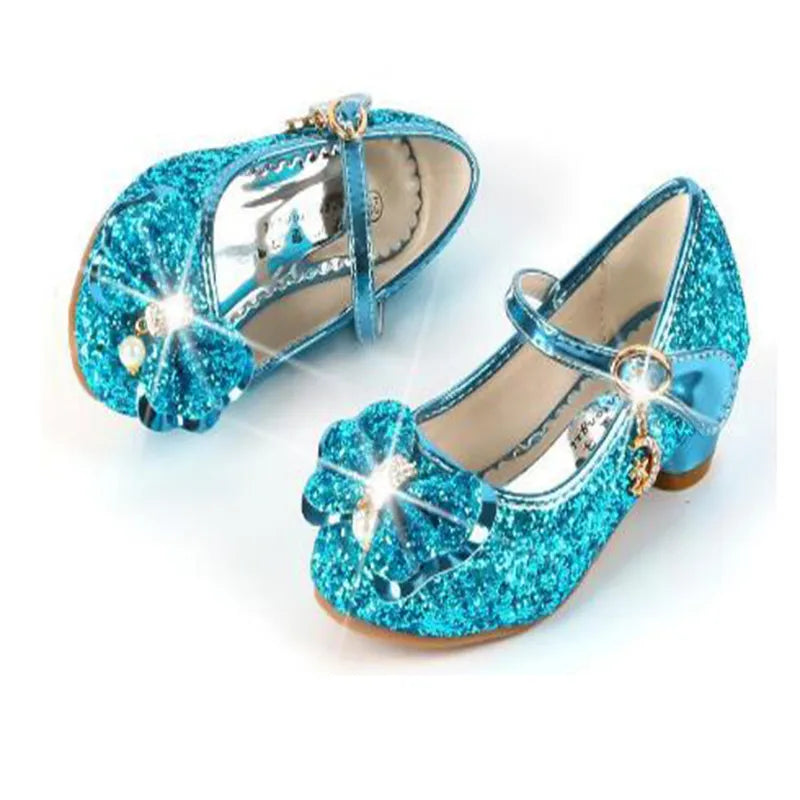 Princess Butterfly Leather Shoes Kids Diamond Bowknot High Heel Children Girl Dance Glitter Shoes Fashion Girls Party Dance Shoe Sarah Houston