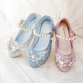 Princess Girls High Heels New 2023 Children With Blue Dance Single Girl Crystal Shoes Bowknot Rhinestone Beaded Leather Shoes Sarah Houston