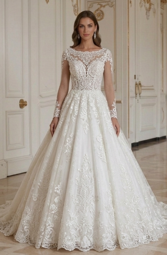 Princess Wedding Dress Ball Gown Lace Elegant Bridal