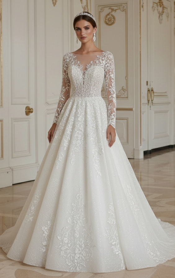Prinzessin Brautkleid für elegante Schloss-Hochzeit