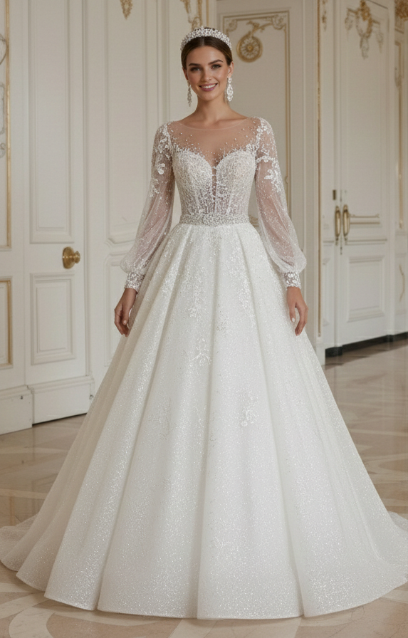 Prinzessin Brautkleid für große Empfangsfeier Braut