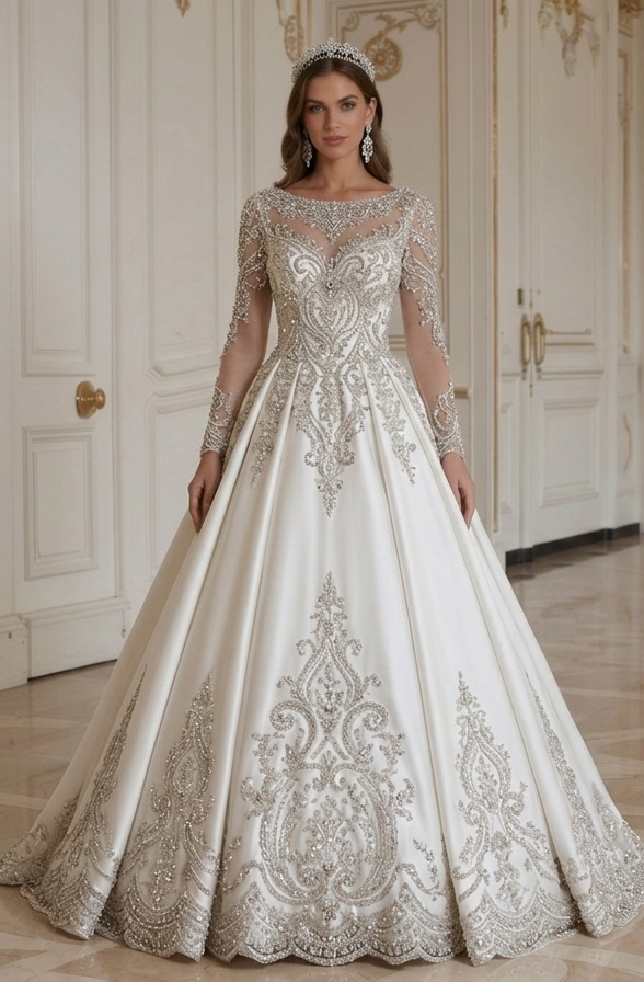 Princess Wedding Dress For Luxury Reception Bridal