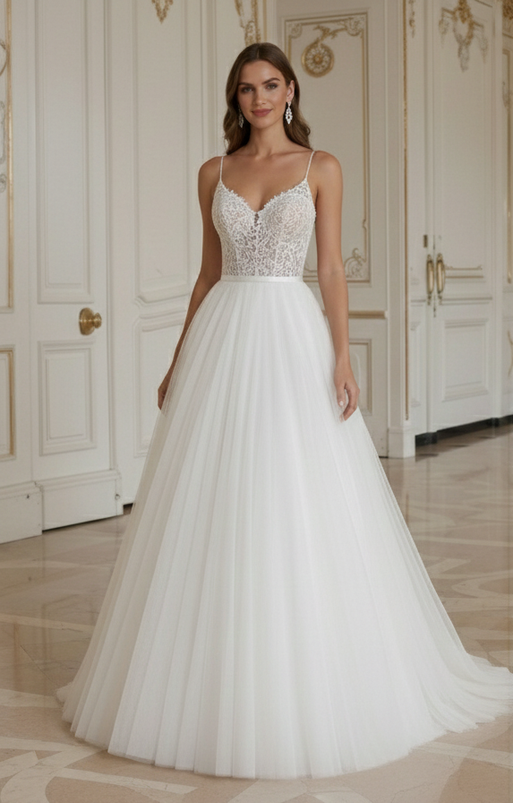 Prinzessinnen-Hochzeitskleid Für Sommerbraut Leichter Tüll