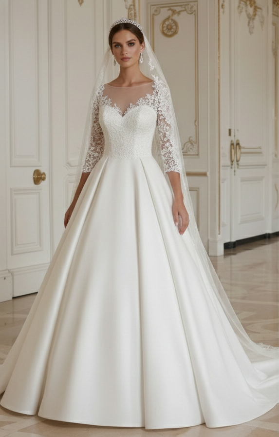 Prinzessin Brautkleid für traditionelle Kirchenzeremonie