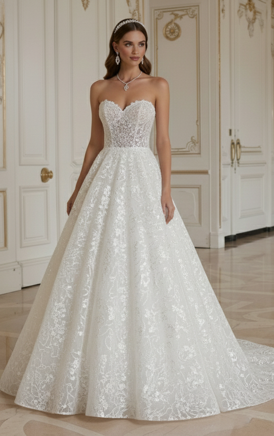Rochie de mireasă prințesă atemporală, rochie regală de mireasă