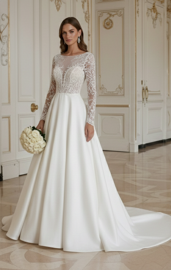 Princess Wedding Dress With Cathedral Train Dramatic Bridal