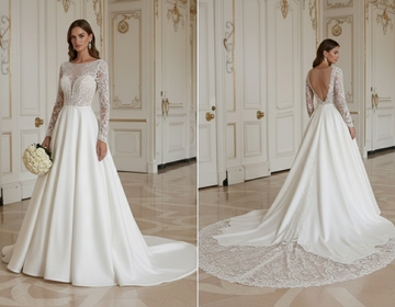 Abito da Sposa Principessa con Strascico a Cattedrale, Drammatico