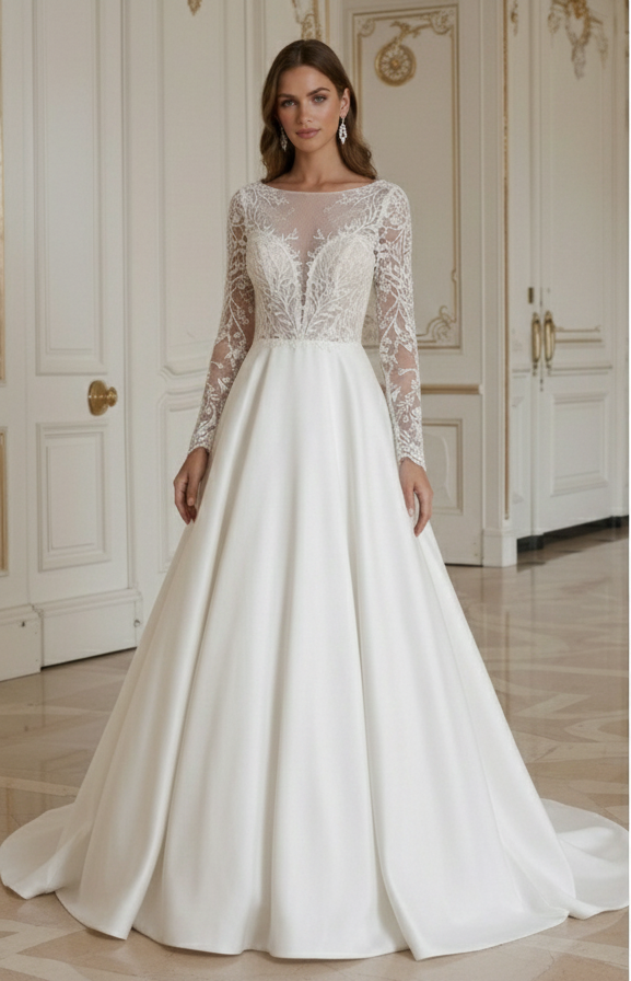 Prinzessinnen-Hochzeitskleid Mit Klassischen Brautknöpfen