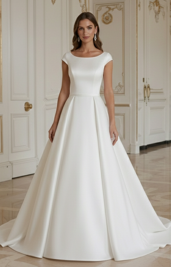 Prinsess Brudklänning Med Court-släp Klassisk Stil