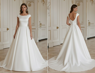 Vestido de Noiva Princesa com Cauda Real Estilo Clássico