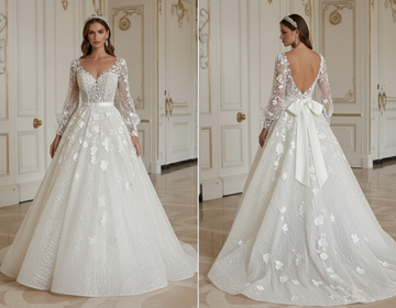 Robe de Mariée Princesse avec Robe Boule Pleine et Dramatique