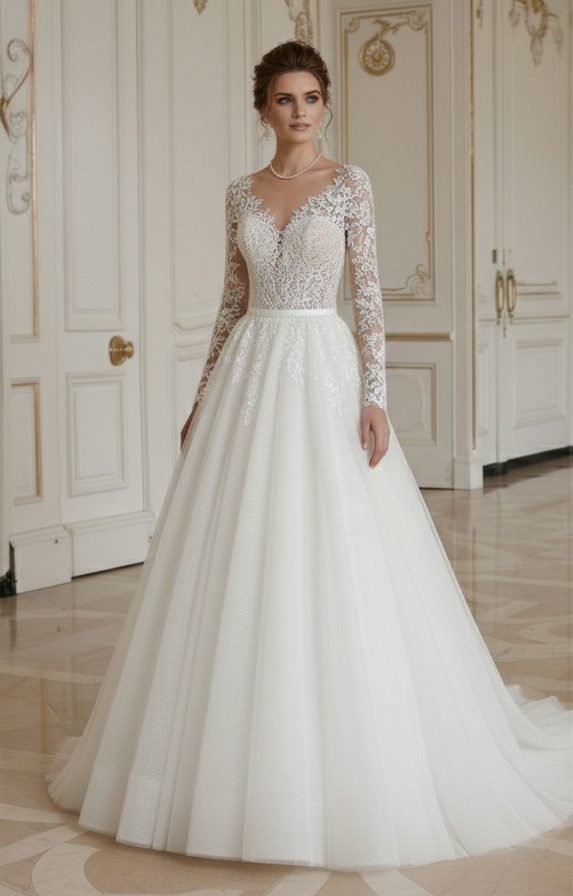 Rochie de mireasă prințesă cu corset elegant și mulat