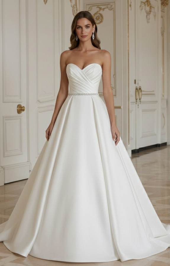 Prinzessinnen-Hochzeitskleid Mit Elegantem Satin-Finish