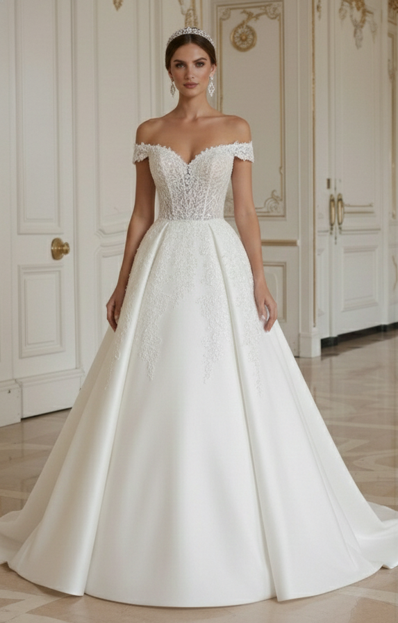 Prinzessinnen-Hochzeitskleid Mit Femininer Königlicher Silhouette