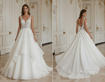 Robe de Mariée Princesse Avec Jupe Fluide en Organza