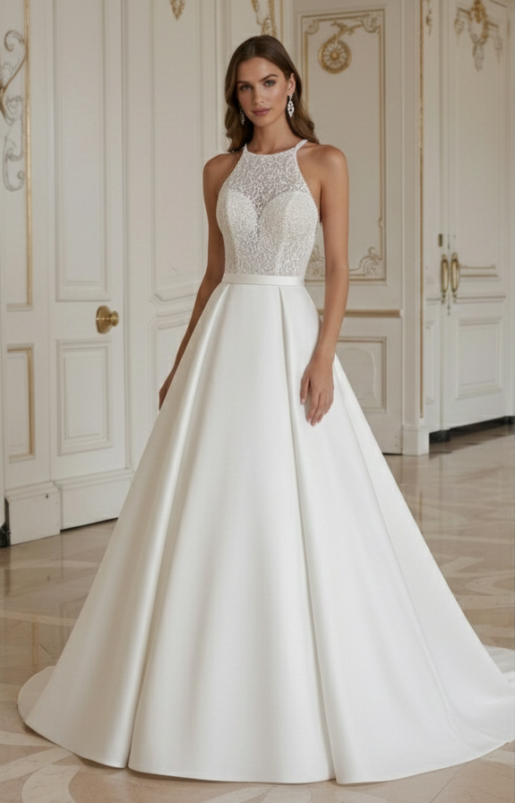 Prinsess Brudklänning Med Halterneck Elegant Brud