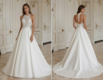 Princess Wedding Dress With Halter Neck Elegant Bridal