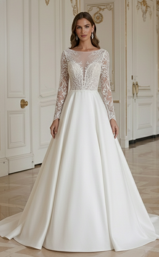 Prinzessin Brautkleid mit Schlüsselloch-Rücken Detail