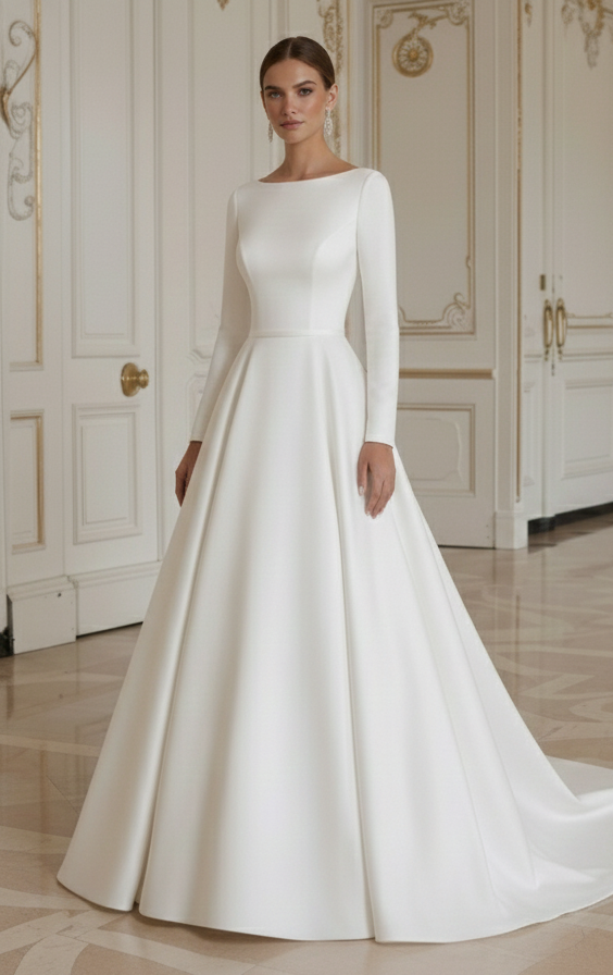 Prinzessinnen-Hochzeitskleid Mit Modernem Klarem Ausschnitt