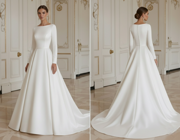 Vestido de Novia Princesa Con Escote Moderno y Limpio