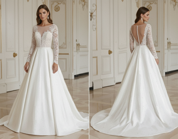 Princess Wedding Dress With Modest Illusion Neckline