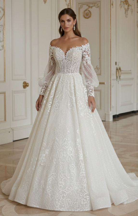 Rochie de mireasă prințesă cu detaliu romantic la spate