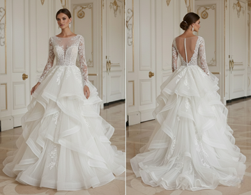 Abito da Sposa Principessa con Gonna a Palloncino e Volant