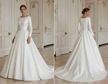 Rochie de Mireasă Prințesă cu Decolteu Rotund Clasică