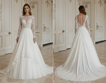Abito da Sposa Principessa con Strascico Morbido e Fluttuante