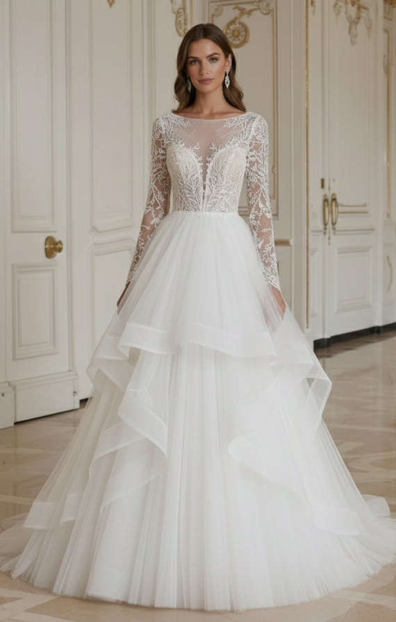 Prinzessinnen-Hochzeitskleid Mit Weichem Lagenrock