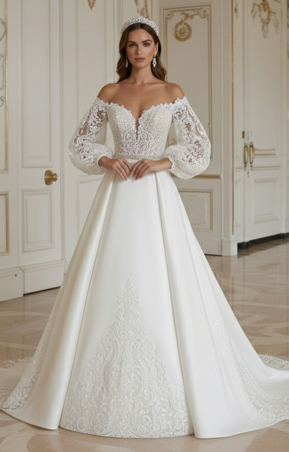 Rochie de mireasă prințesă cu stil regal sofisticat