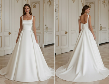 Princess Wedding Dress With Square Neck Contemporary Look