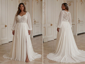 Robe de Mariée Bohème Romantique pour Mariée Grande Taille Style Flottant